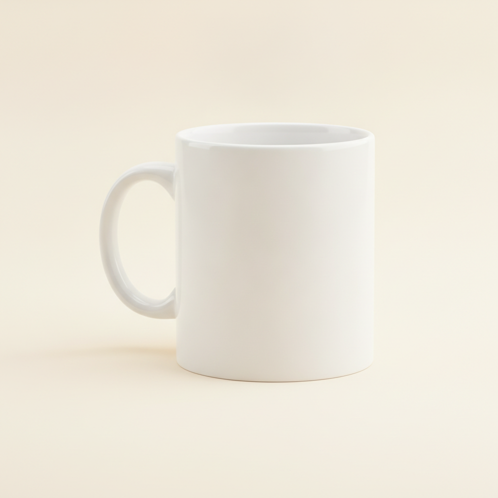 Blank white ceramic mug